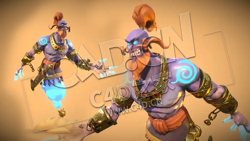 C4D阿拉丁神灯里的怪物模型
