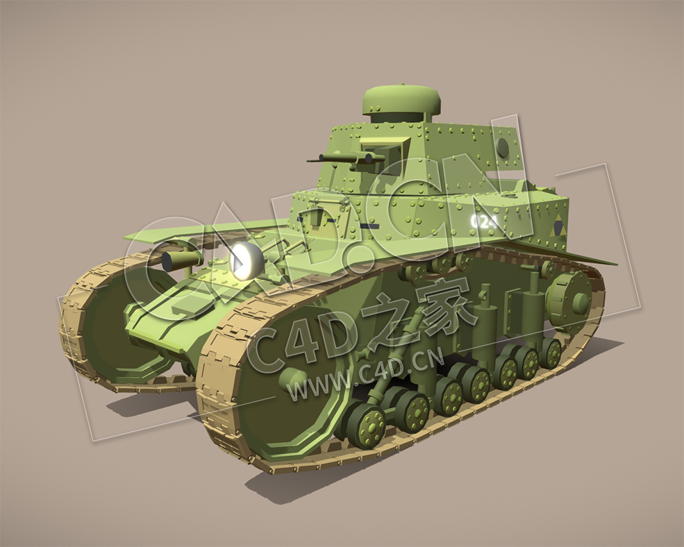 C4D卡通低面坦克模型 Tank MC-1 - C4D之家 - 92.jpg