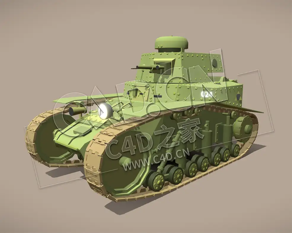 C4D卡通低面坦克模型 Tank MC-1 - C4D之家 - 92.jpg