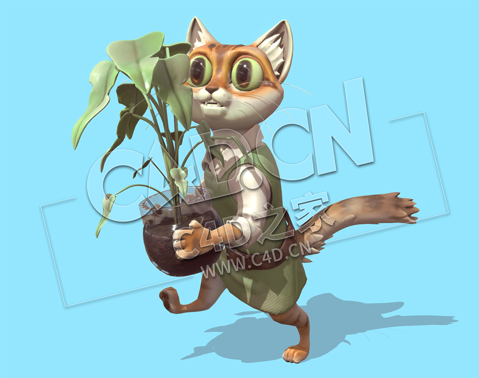 C4D端花盆的小猫卡通角色模型 - C4D之家 - 96.jpg