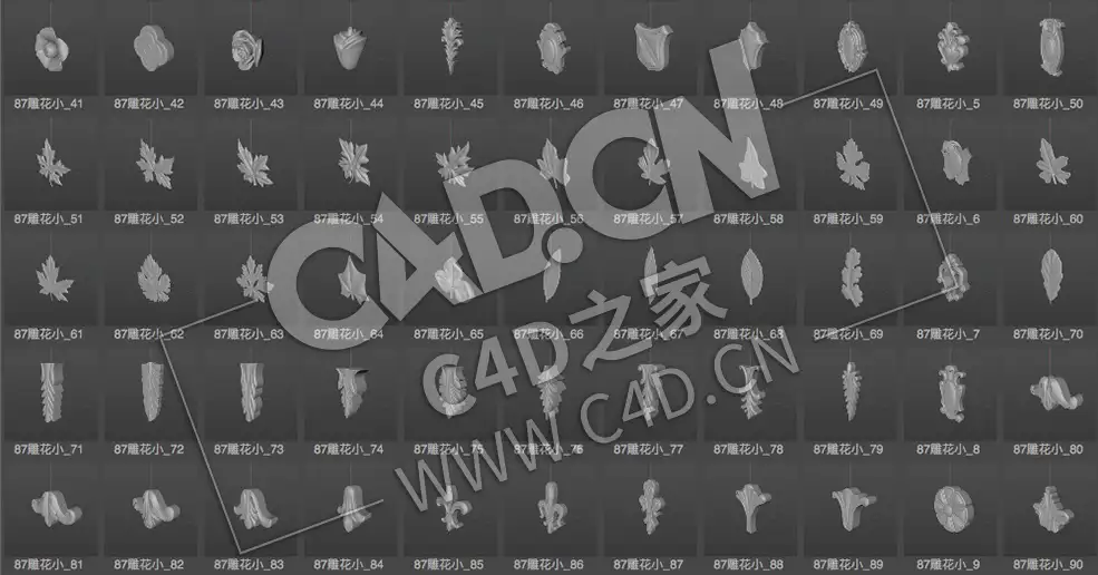 218个欧式雕花模型元素预设 Carved c4d lib4d - C4D之家 - 3.jpg