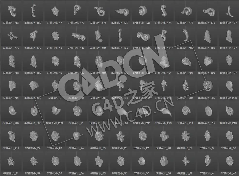 218个欧式雕花模型元素预设 Carved c4d lib4d - C4D之家 - 2.jpg