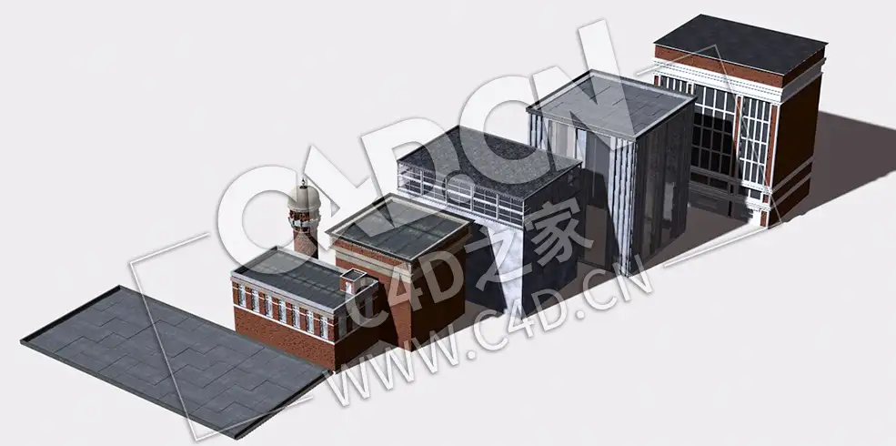 7 种屋顶样式C4D模型 7 Roof Styles