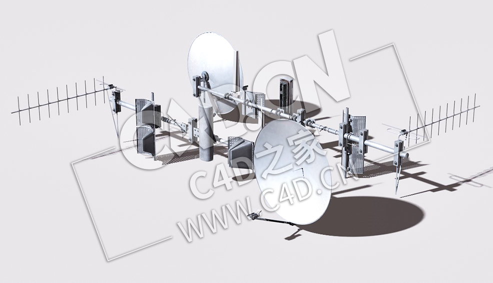 卫星天线信号接收C4D模型 Antenna