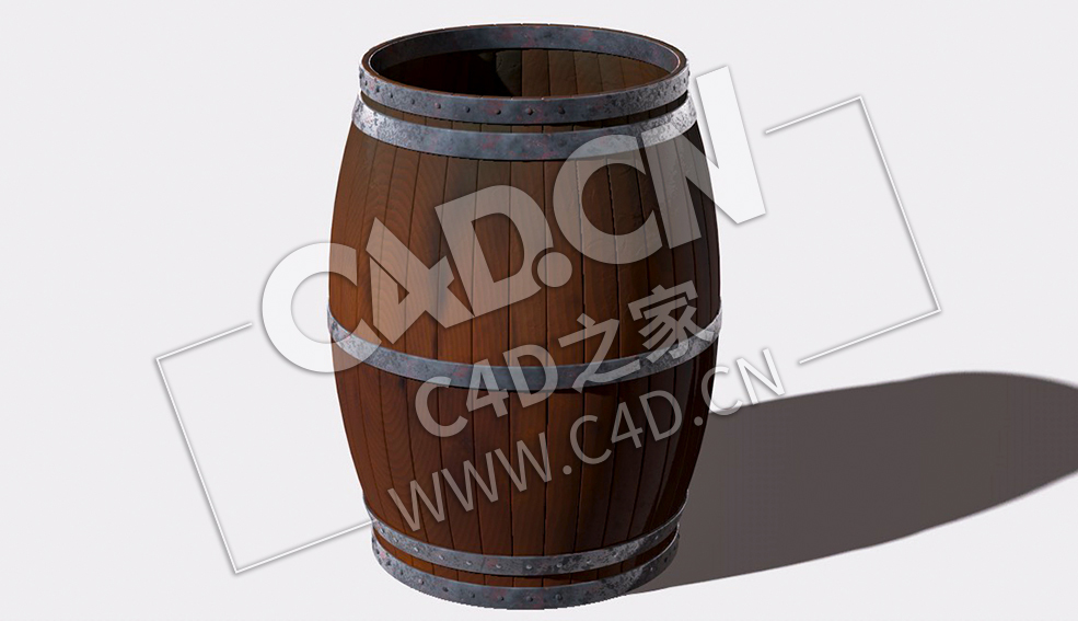 木桶雨水桶C4D模型 Rain Water Barrel
