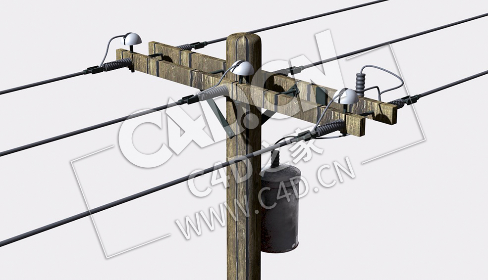 电线杆C4D模型 Telephone-Pole