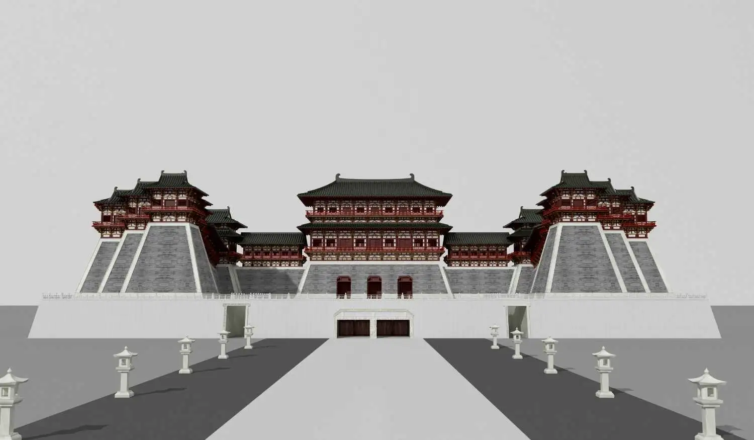 隋唐洛阳城三维模型复原 - C4D之家 - 应天门