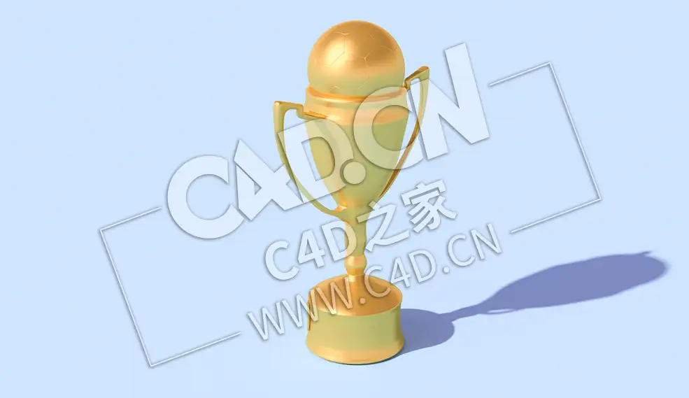 C4D足球奖杯体育用品模型 Soccer-Trophy