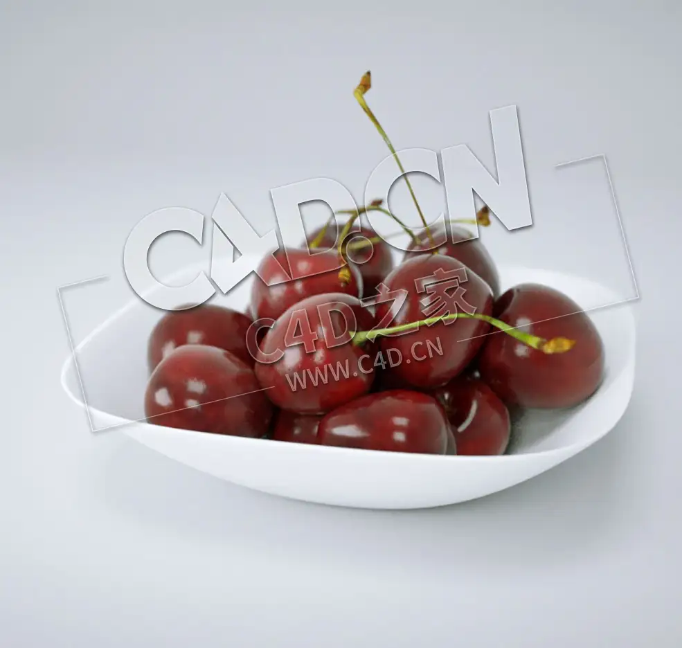 一碗樱桃水果C4D模型 Cherry bowl