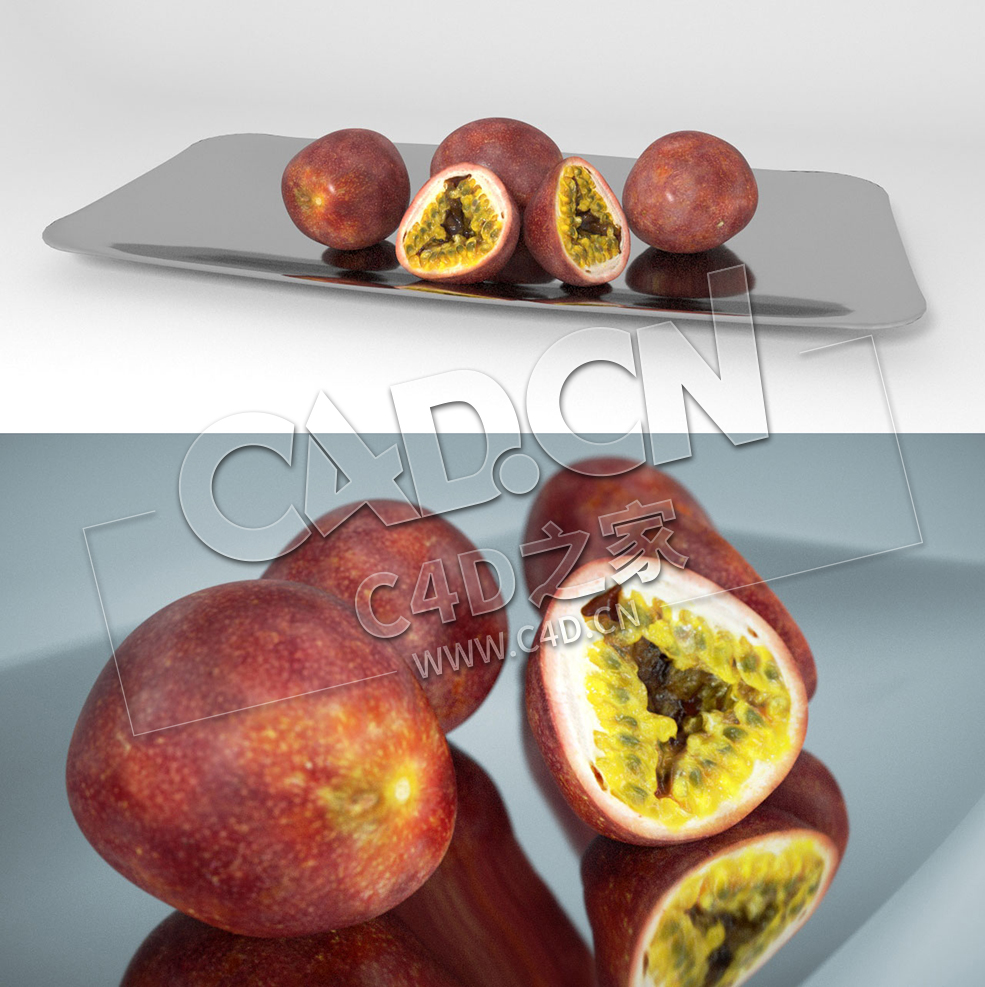 无花果果实切开的无花果C4D水果模型 Maracuja leonard plate - C4D之家 - 10.jpg
