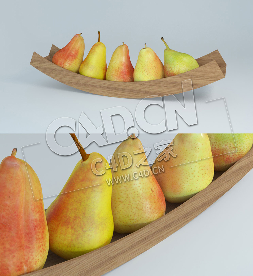 C4D弧形水果盘梨模型 Pears arc bowl - C4D之家 - 13.jpg