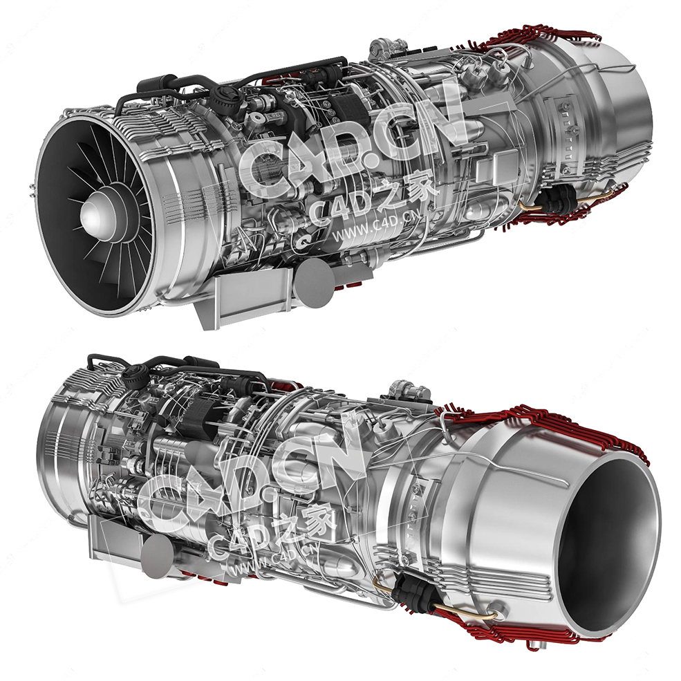 工业机械大型发动机现代发动机涡轮发动机喷气式发动机C4D模型 engine