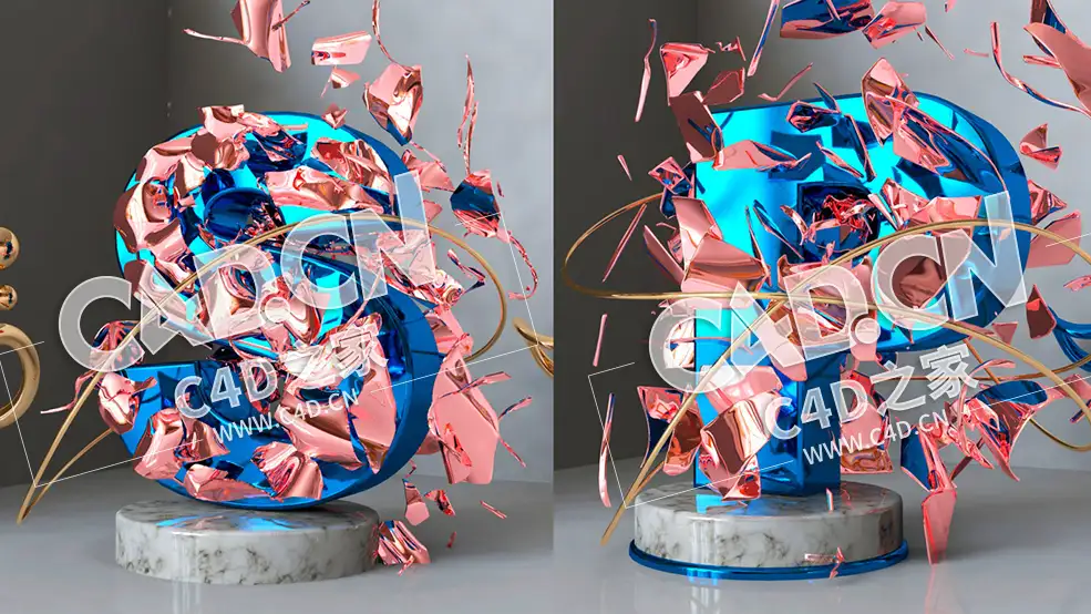 C4D抽象艺术文字动画布料文字破碎动画教程CINEMA 4D – C4D ABSTRACT ART TEXT