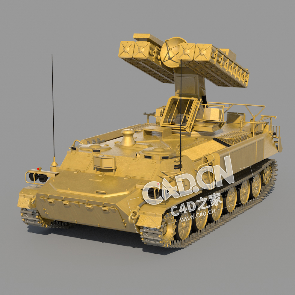 军事装备坦克导弹防御车C4D模型 - C4D之家 - 01.jpg