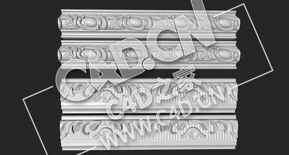 C4D欧式雕花角线雕花平线雕花角线模型_63 Molding - C4D之家 - 63.jpg
