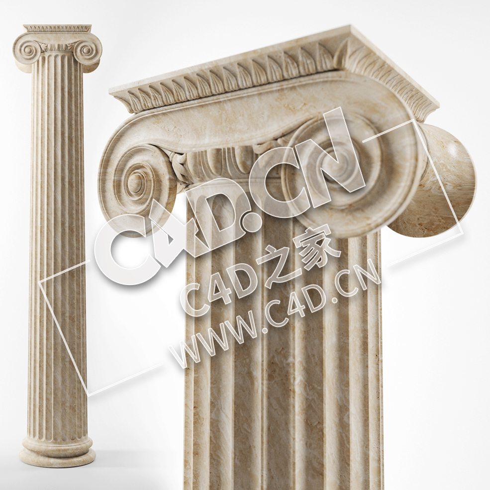 C4D欧式罗马柱模型_67