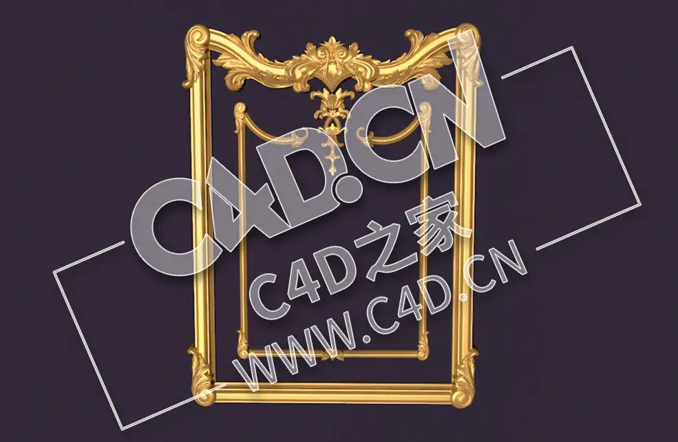 C4D镜框花线画框欧式装饰雕花框模型_73