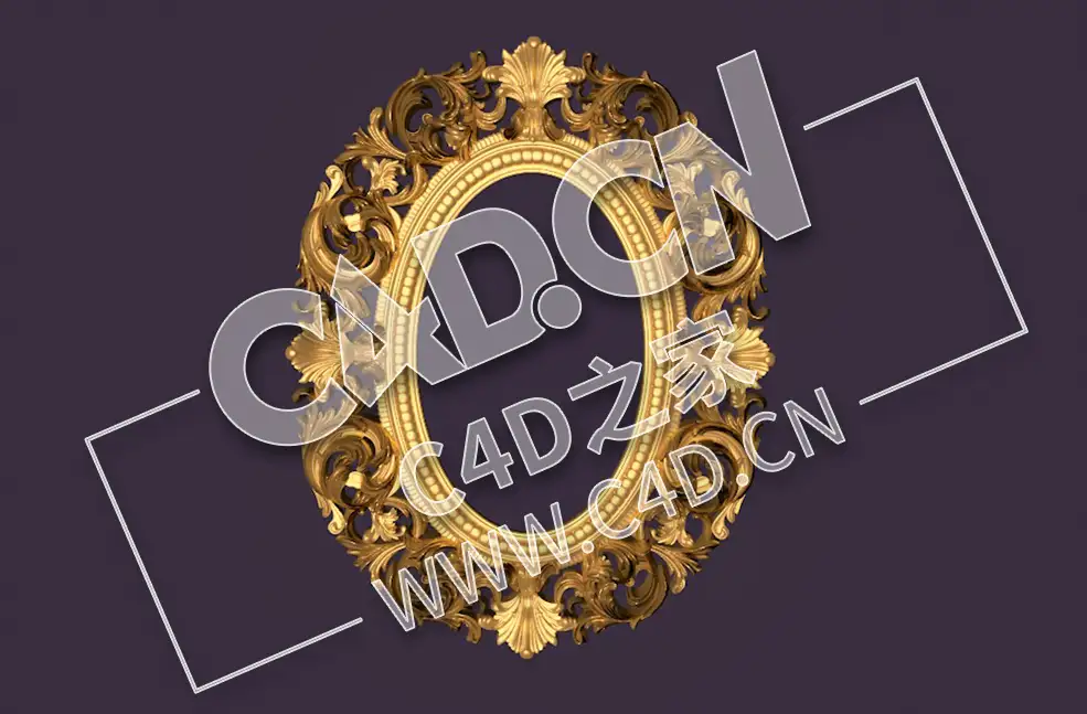 C4D镜框花线画框欧式装饰雕花框模型_80 RM-007