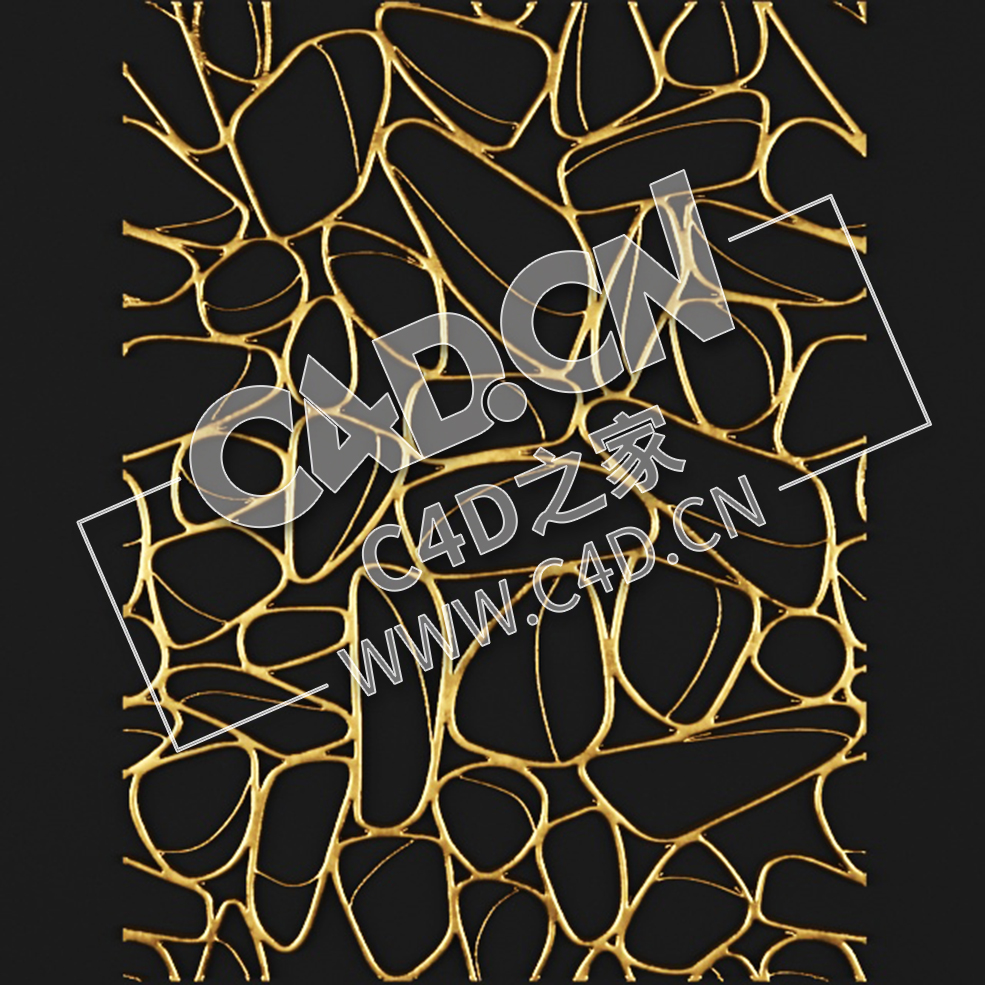 C4D抽象装饰图案不规则线条背景墙模型_86 Stucco