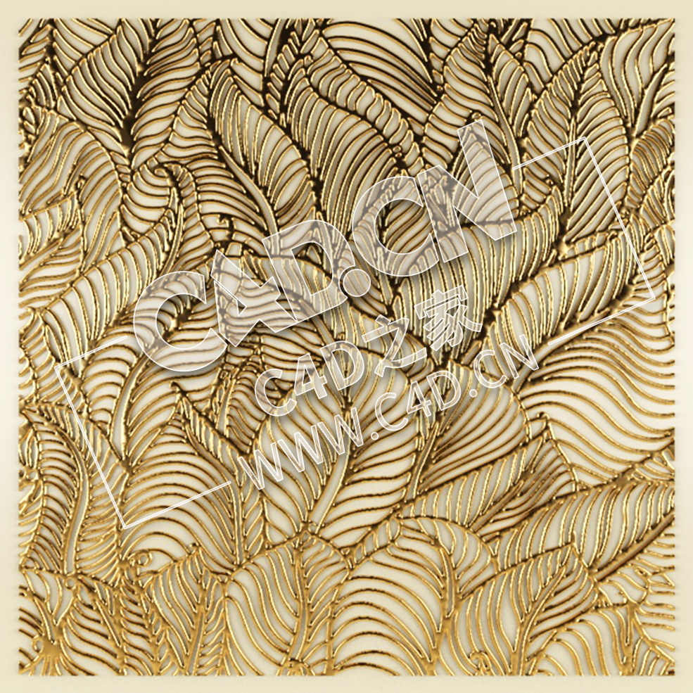 C4D叶子浮雕墙背景墙装饰图案模型_87 Stucco