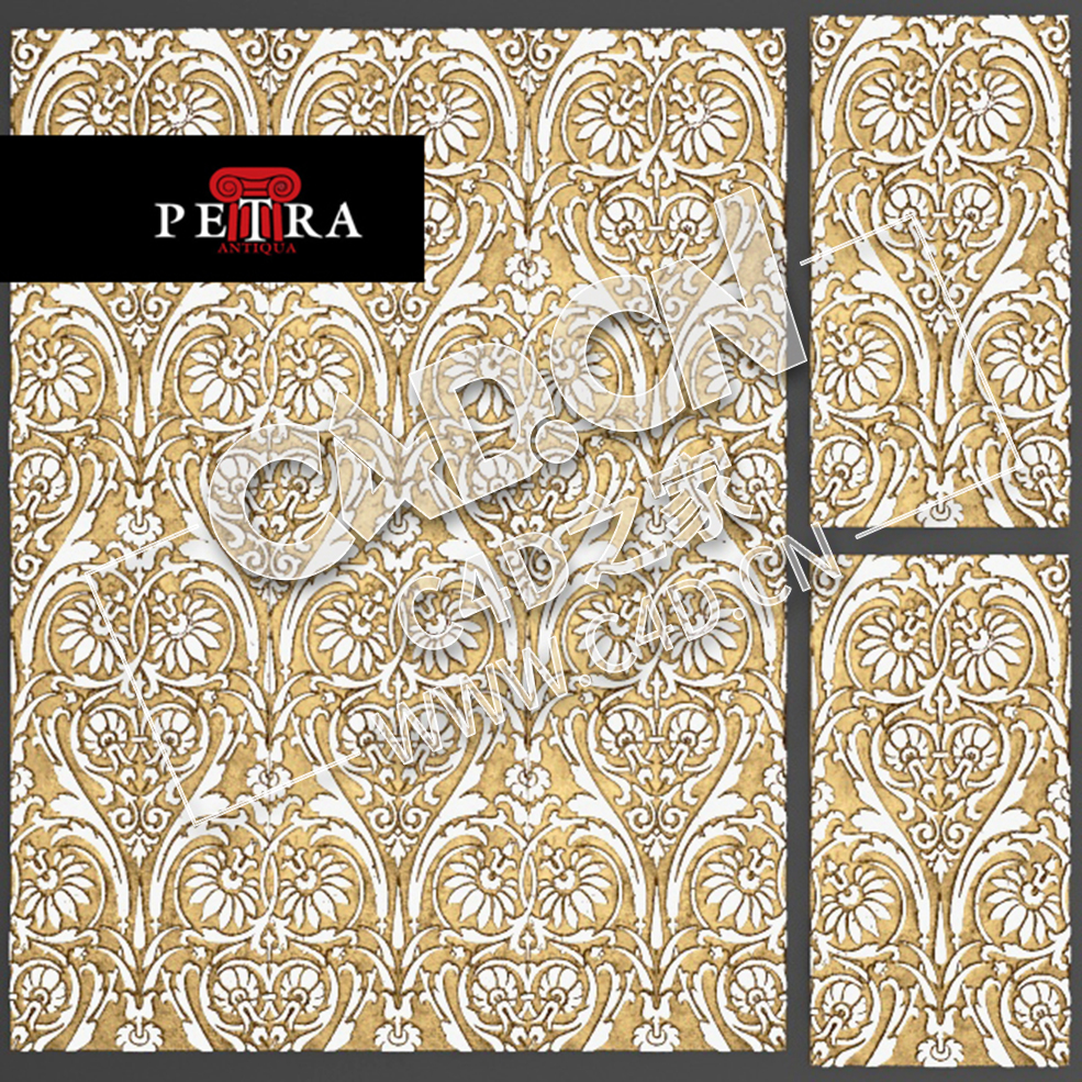 C4D欧式花纹浮雕墙背景墙装饰图案模型_90 Tile
