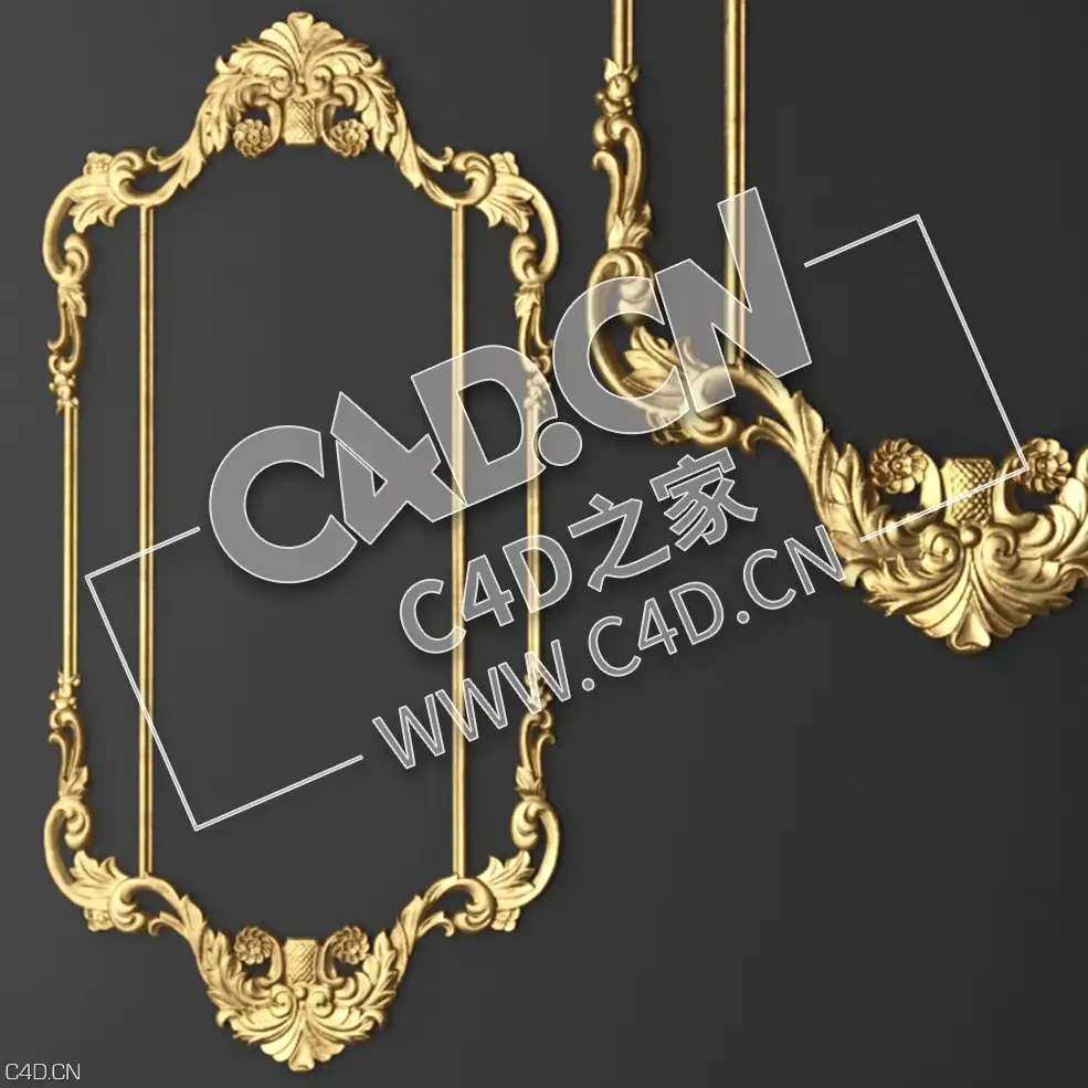 C4D镜框花线画框欧式装饰雕花框模型_95 Stucco