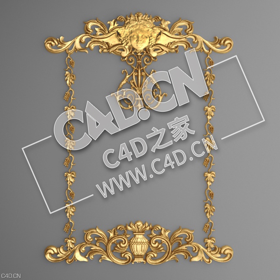 C4D镜框花线画框欧式装饰雕花框模型_97 Stucco