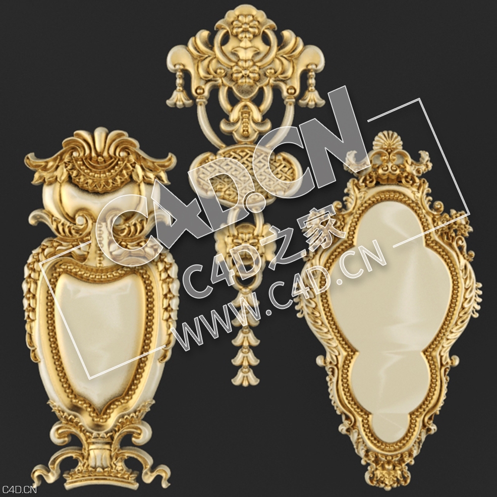 C4D欧式浮雕花构件装饰花件浮雕构件挂件套口雕花立体雕花外墙雕花模型 Stucco - C4D之家 - 102.jpg