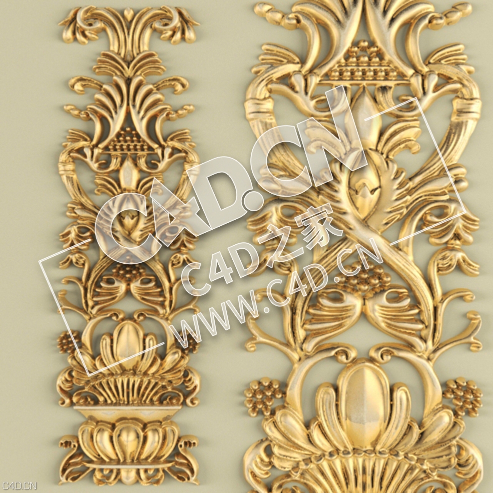 C4D装饰花件欧式花纹图案装饰雕花构件模型 Stucco pattern 71 - C4D之家 - 107.jpg