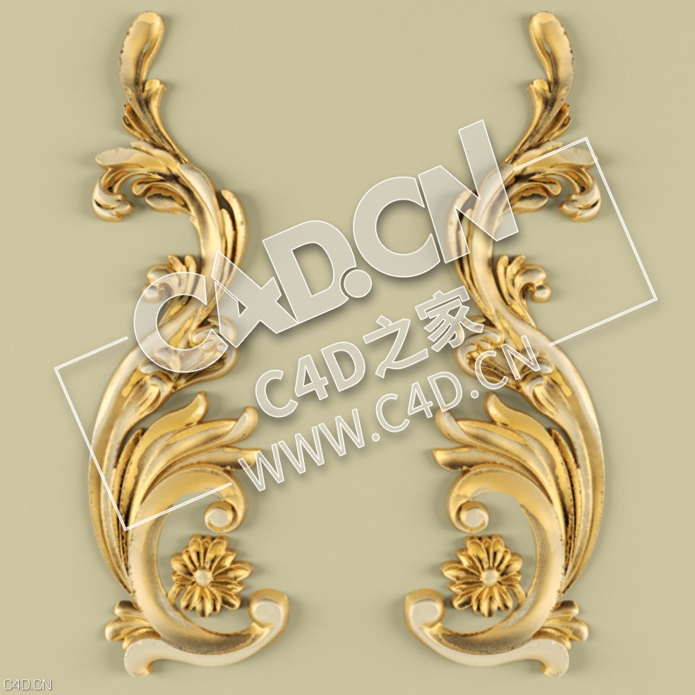 C4D欧式浮雕花构件装饰花件浮雕构件挂件套口雕花立体雕花外墙雕花模型 Stucco pattern - C4D之家 - 110.jpg