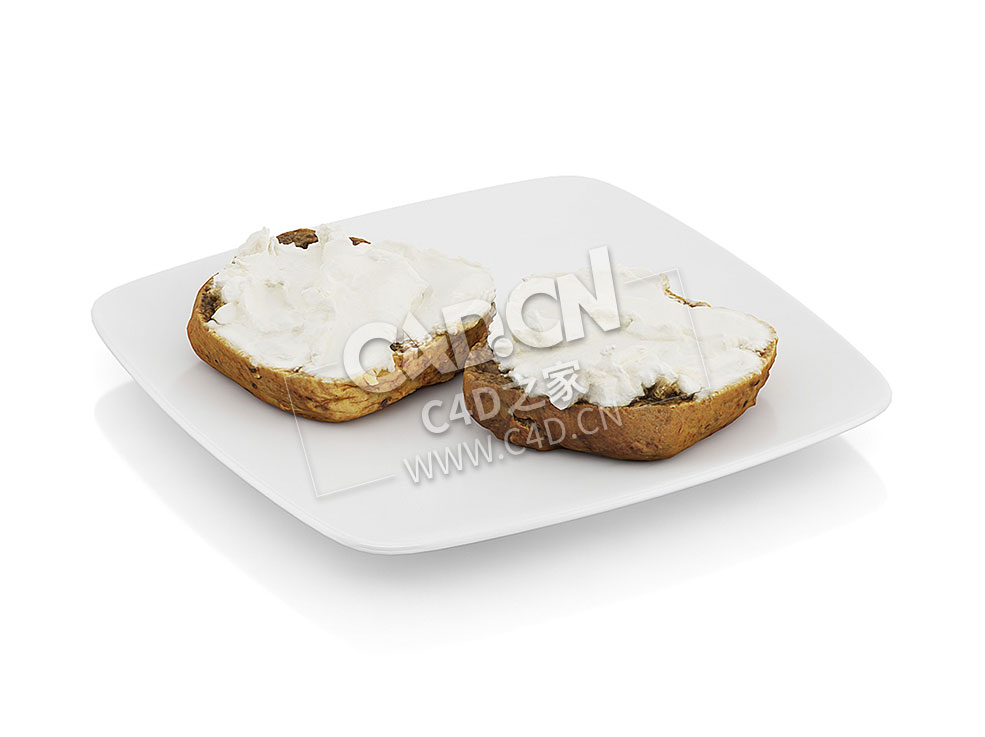 C4D三明治配白软干酪食物模型 Sandwich with cottage cheese - C4D之家 - 03.jpg