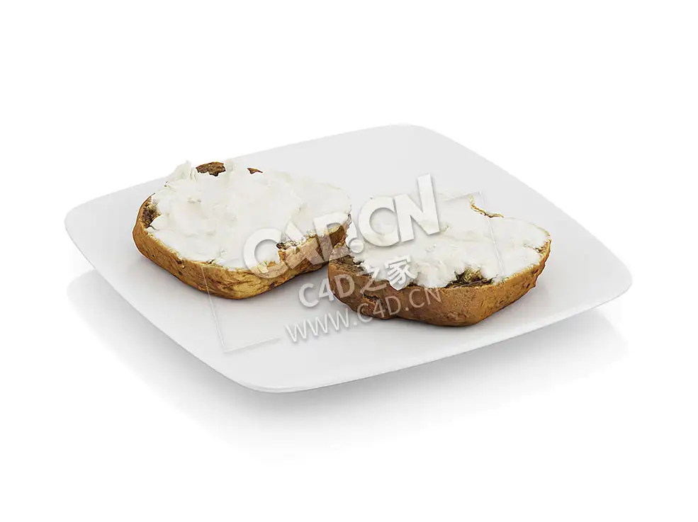 C4D三明治配白软干酪食物模型 Sandwich with cottage cheese - C4D之家 - 03.jpg