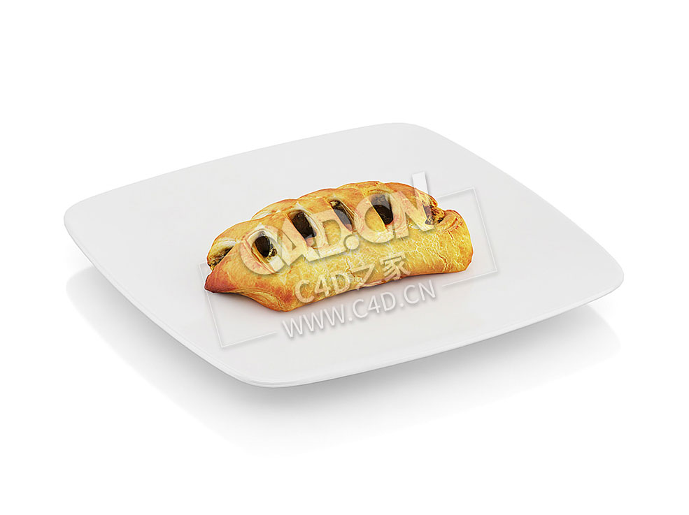 C4D菠菜糕点食物模型 Pastry with spinach - C4D之家 - 04.jpg