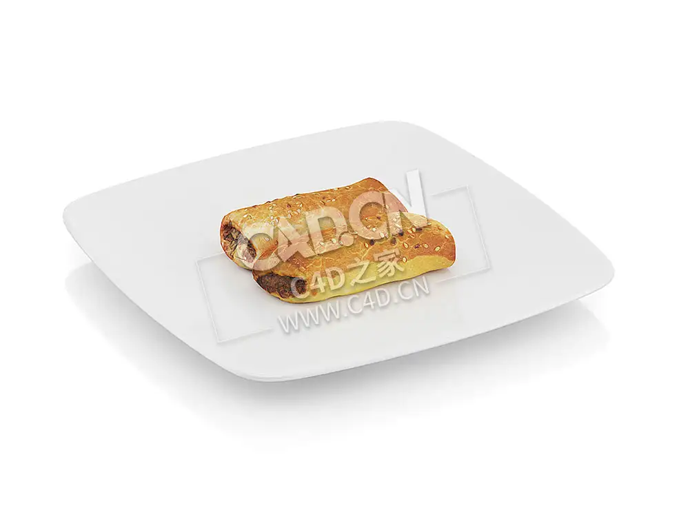 C4D肉馅糕点食物模型 Pastry with meat - C4D之家 - 10.jpg