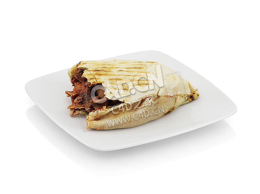 C4D咬过的牛肉玉米饼食物模型 Bitten beef in tortilla - C4D之家 - 07.jpg