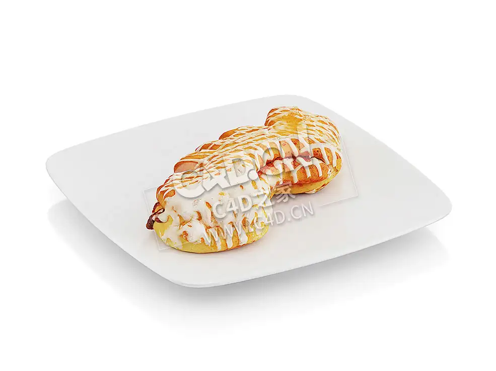 C4D果酱烤卷食物模型 Baked roll with jam - C4D之家 - 26.jpg