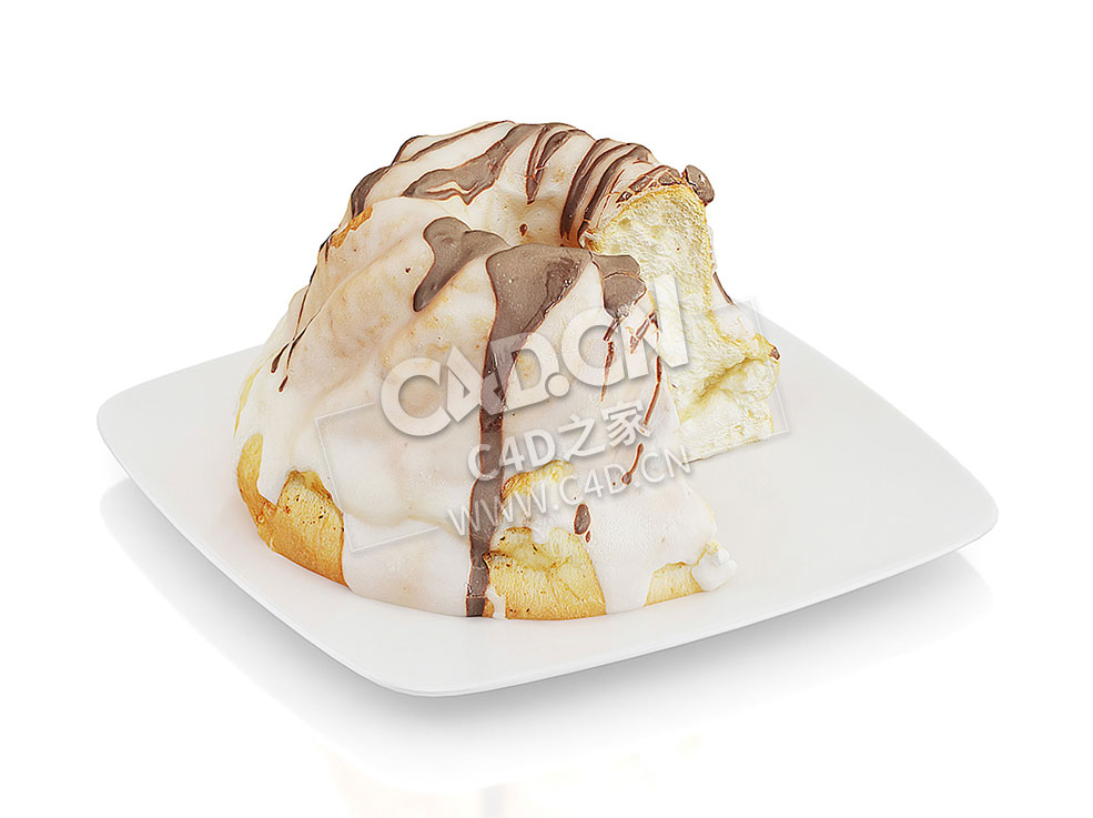 C4D糖霜蛋糕食物模型 Cake with icing