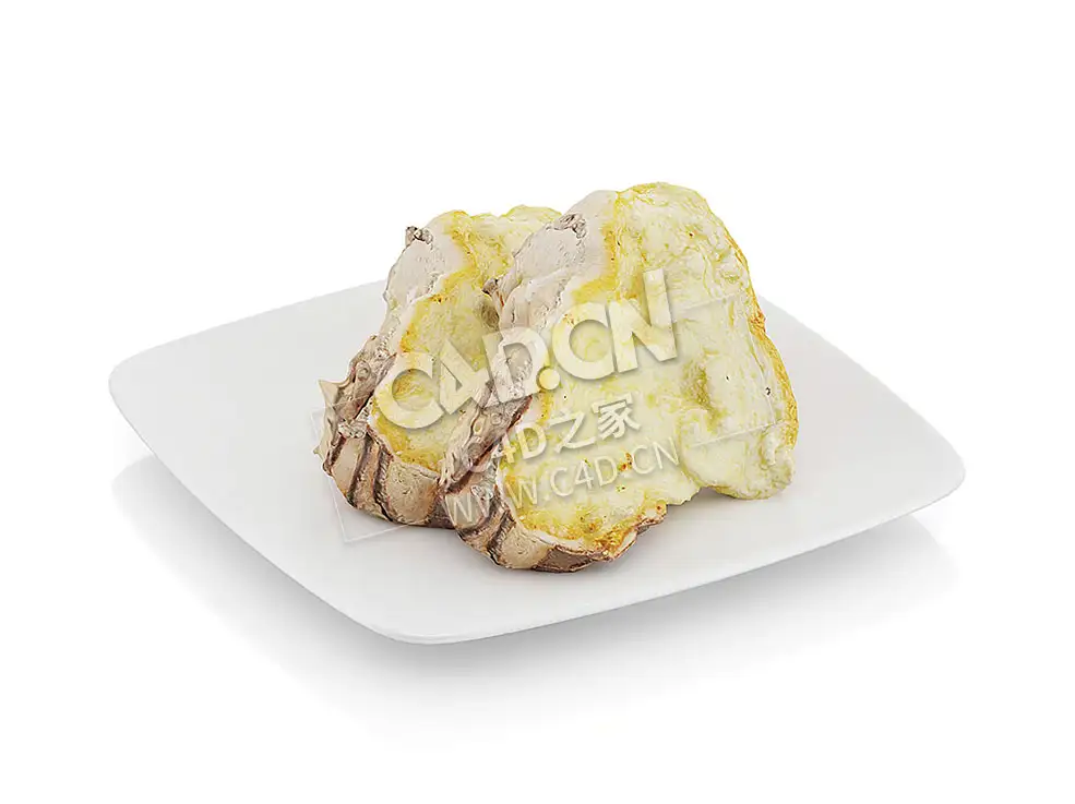 C4D两片带糖霜的蛋糕食物模型 Two slices of cake with icing