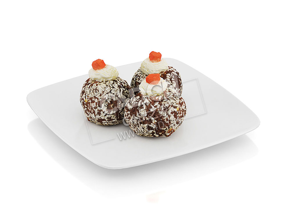 C4D椰子片小蛋糕食物模型 Small cakes with coconut chips