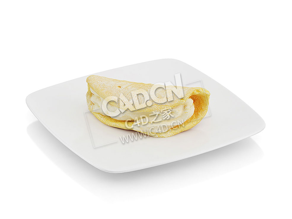 C4D奶油煎饼食物模型 Griddle cake with cream - C4D之家 - 35.jpg