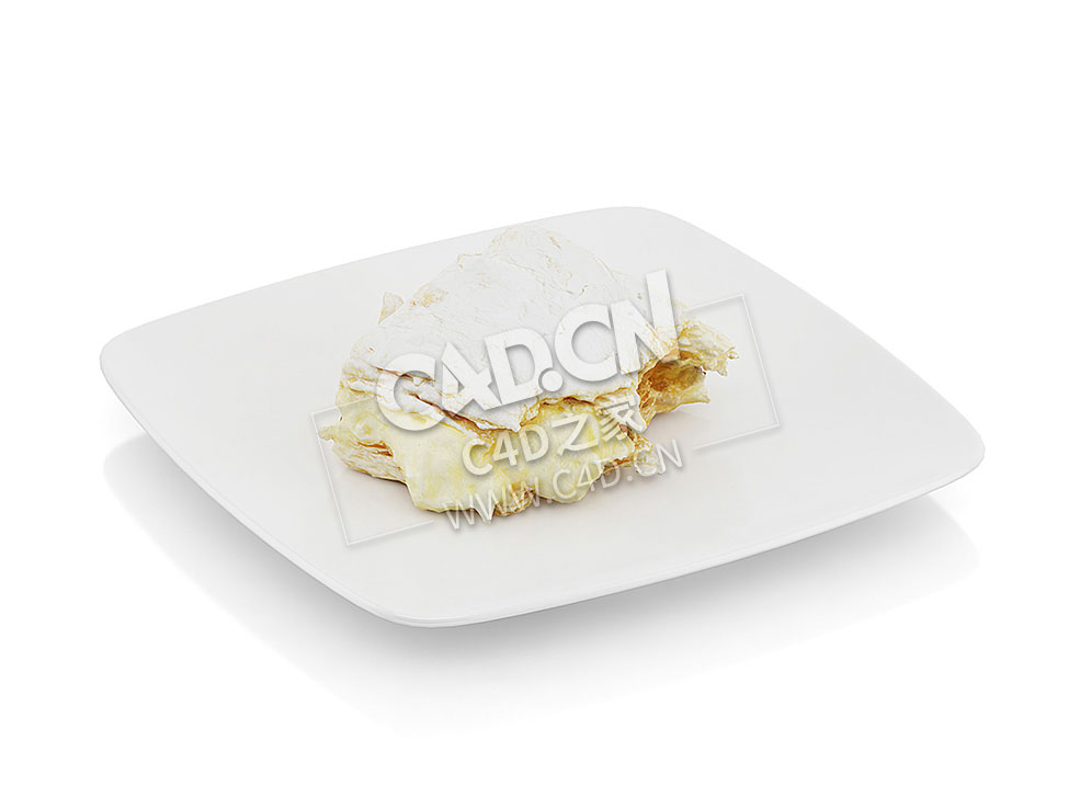 C4D吃了一半的奶油馅饼食物模型 Half-eaten piece of cream pie - C4D之家 - 38.jpg