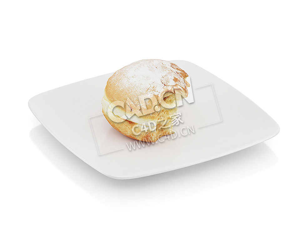 C4D被咬的柏林包小馅饼果酱包食物模型 Bitten berliner - C4D之家 - 46.jpg