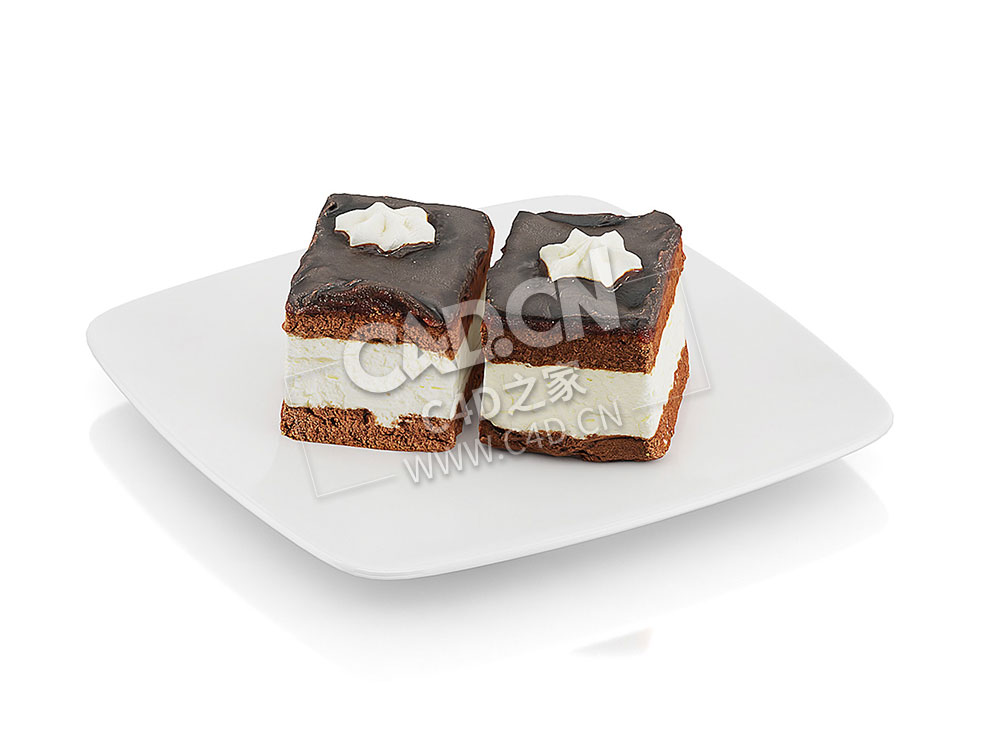 C4D奶油馅饼巧克力糖霜奶油派食物模型 Cream pie with chocolate icing - C4D之家 - 50.jpg