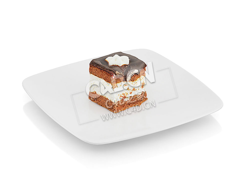 C4D吃了一半的奶油派和巧克力糖衣食物模型 Half-eaten cream pie with chocolate icin - C4D之家 - 51.jpg
