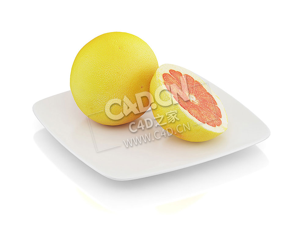 C4D半块柚子葡萄柚水果模型 Halved grapefruit - C4D之家 - 55.jpg