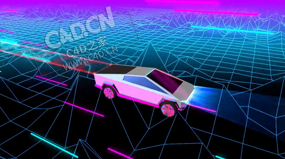 C4D抽象网格场景汽车动画教程 Retro Futuristic Animation in After Effects And 4D