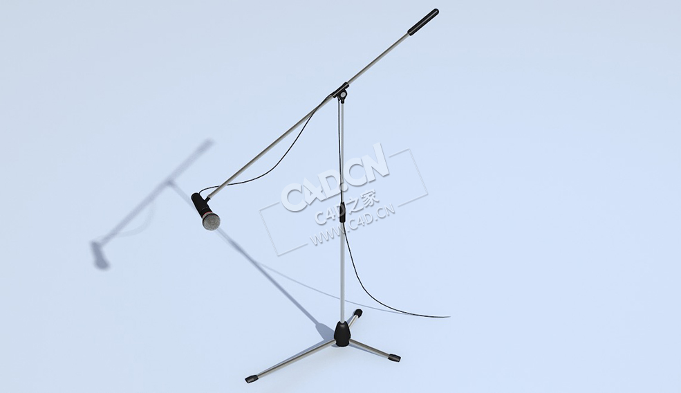 落地支架麦克风C4D模型下载 Microphone-and-Stand 3d model
