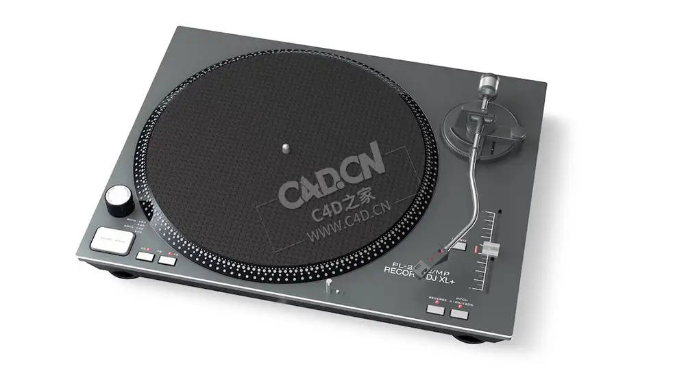 电唱机转盘唱片机打碟机唱片转盘C4D模型下载 Record-Turntable 3d model