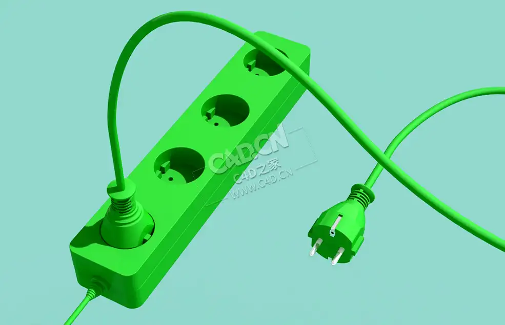 绿色电力插线板电源线C4D模型 Green-Power-Strip - C4D之家 - 08Green-Power-Strip.jpg