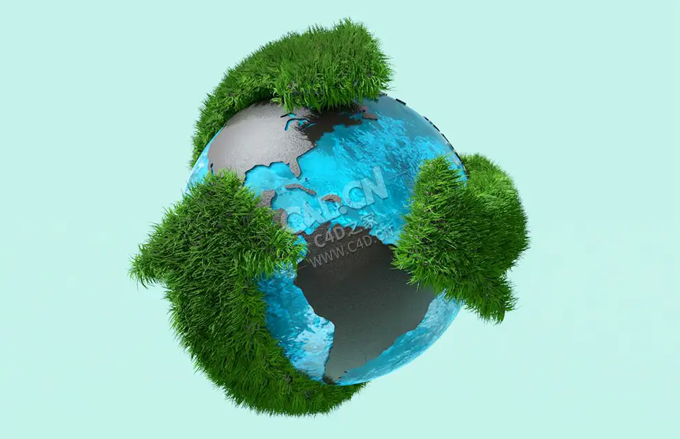 绿色地球环保地球C4D模型 Green-Globe